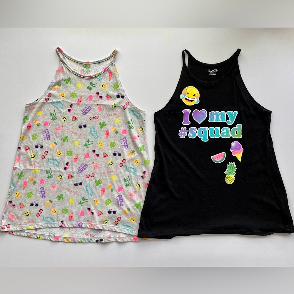 Children’s Place Tank Tops Girl’s XXL 16 Neon EMOJIS Summer